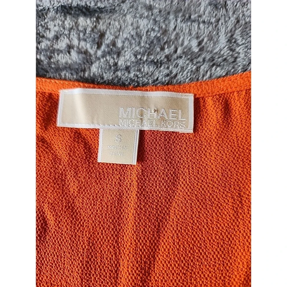Michael‎ Kors Women's Bright Orange/Gold Studded Scoop Neck Slit Tank Top Size S